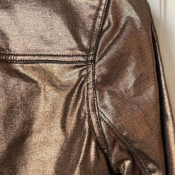 NWT Seven for all Mankind Gold Metallic Jean Motorcycle Jacket - Picture 8 of 9